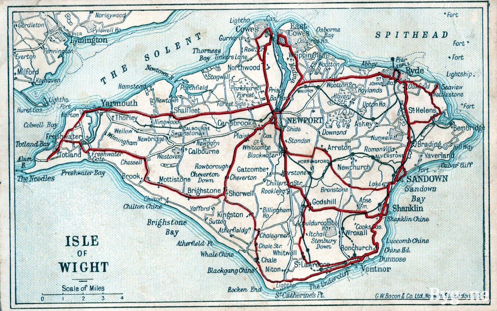 Isle of Wight, postcard map