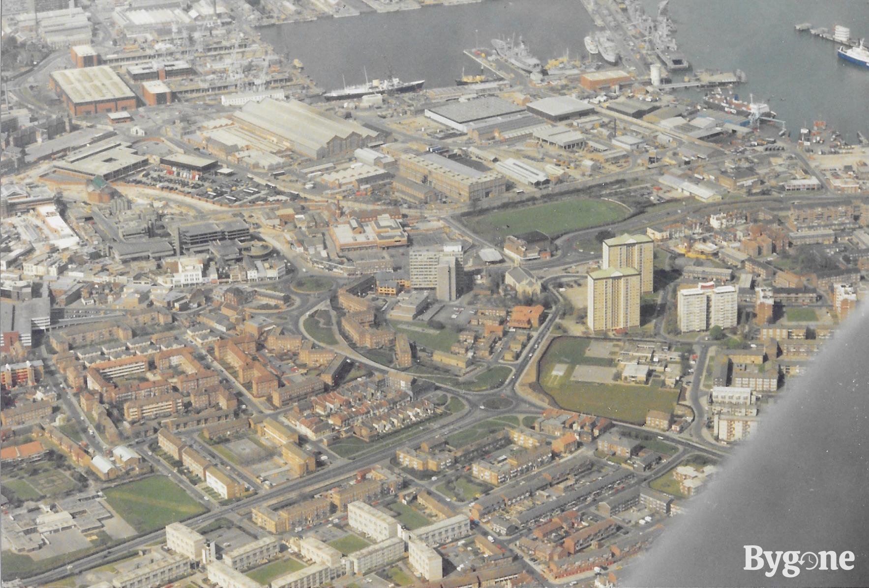 Portsmouth from the air, 1980s
