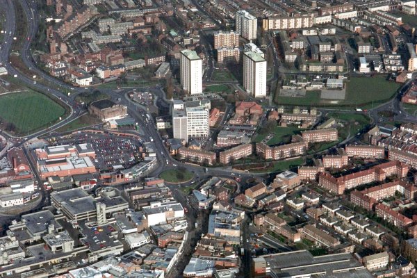 Commercial Road - Tricorn, Pitt Street and old RN Stadium to the left. Photo Credit: The News Portsmouth