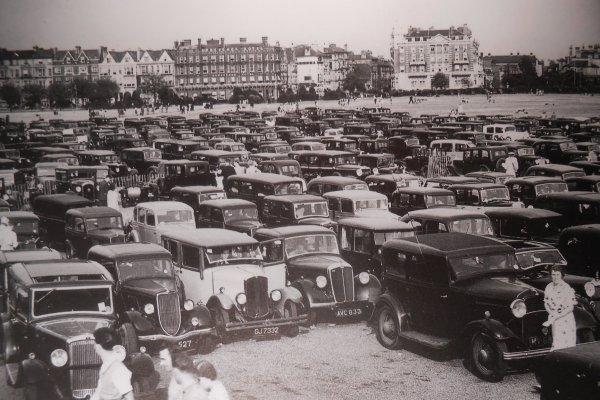Cars parked on Southsea Common, 1930s