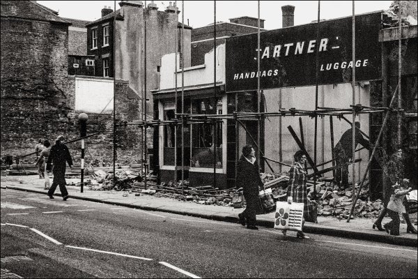 Shops being demolished on Commercial Road, Portsmouth