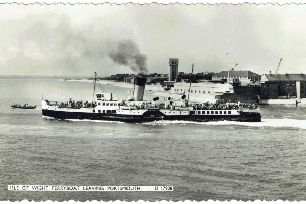 Isle of Wight ferry boat leaving Portsmouth