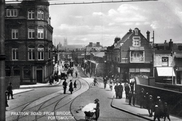 Fratton Bridge, showing Fratton Road