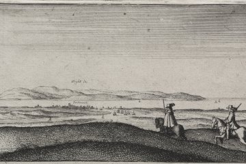 The Isle of Wight and Portsmouth from Portsdown Hill - 17th century etching